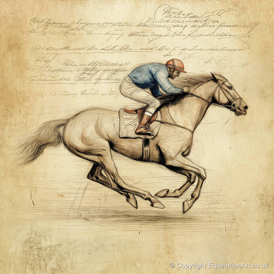 Vintage Racing Study - racing horse art print and canvas by Albert Loxley A.I