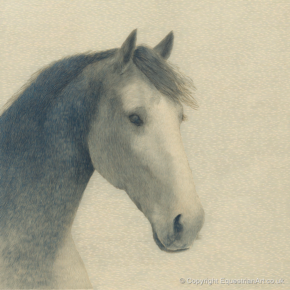 Vintage Slate Equine Profile - horse breed art print and canvas by Arthur Sterling A.I