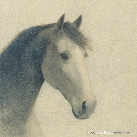 Vintage Slate Equine Profile - horse breed art print and canvas by Arthur Sterling A.I