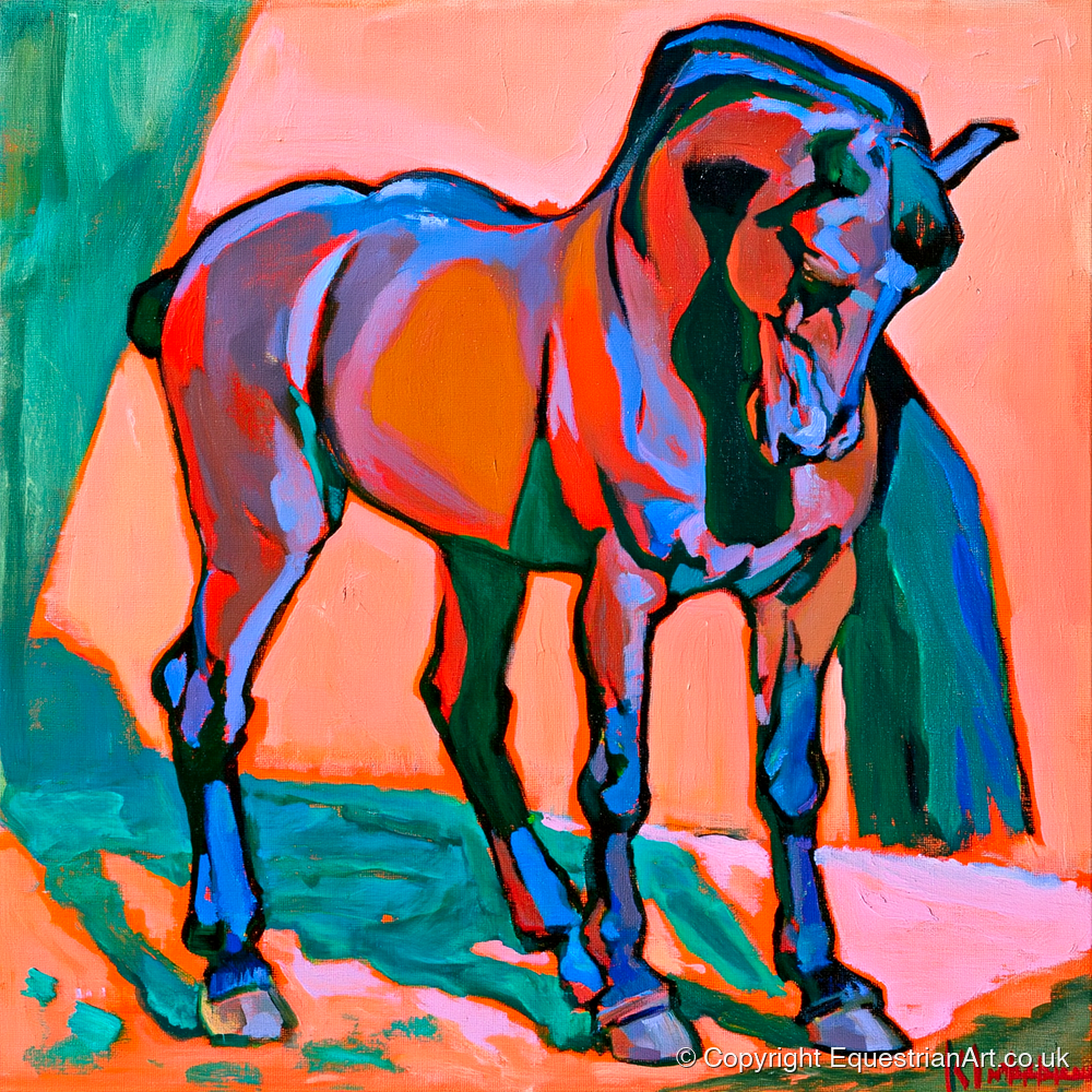 Vivid Abstract Standing Horse - horse breed art print and canvas by Gideon Wright A.I