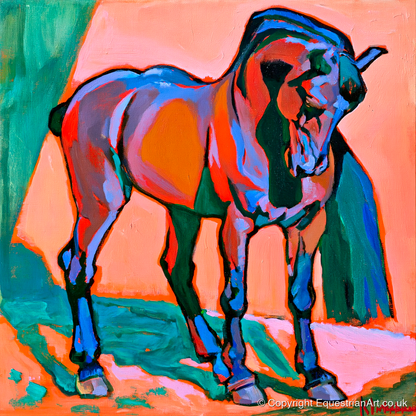 Vivid Abstract Standing Horse - horse breed art print and canvas by Gideon Wright A.I