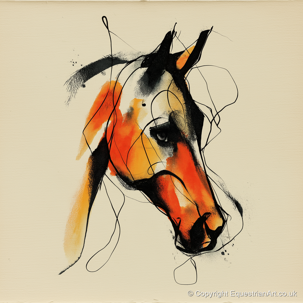 Vivid Amber Equine - horse portrait art print and canvas by Edwin Carlisle A.I