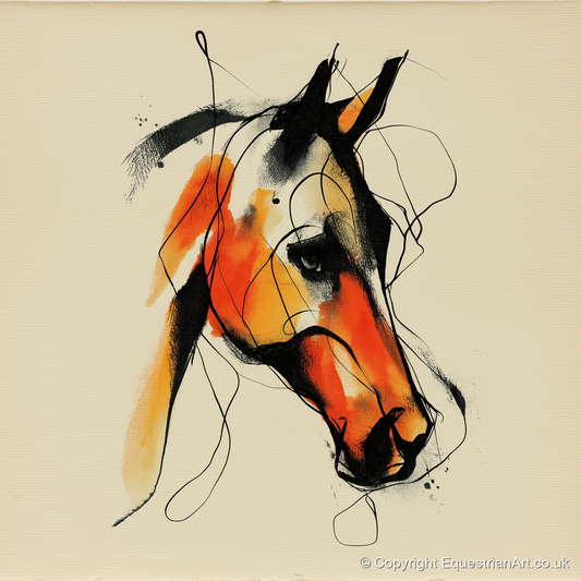 Vivid Amber Equine - horse portrait art print and canvas by Edwin Carlisle A.I