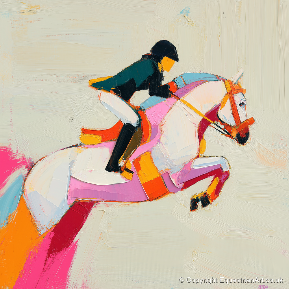 Vivid Bascule - show jumping horse art print and canvas by Genevieve Moore A.I
