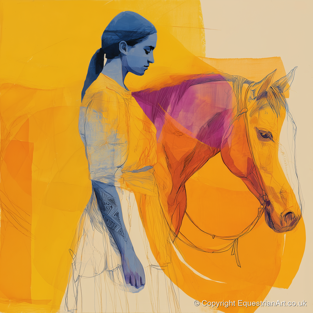 Vivid Bond - horse & rider art print and canvas by Tobias Blake A.I