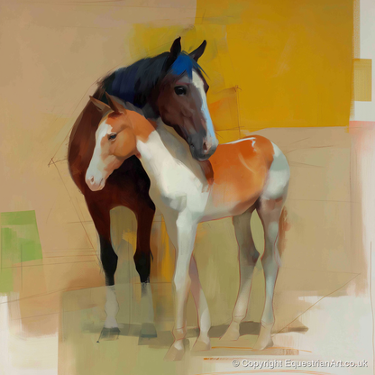 Vivid Bond - mare & foal art print and canvas by Silas Marlowe A.I