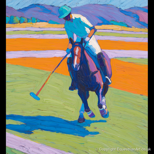 Vivid Chukka - polo horse art print and canvas by Marshall Davies A.I