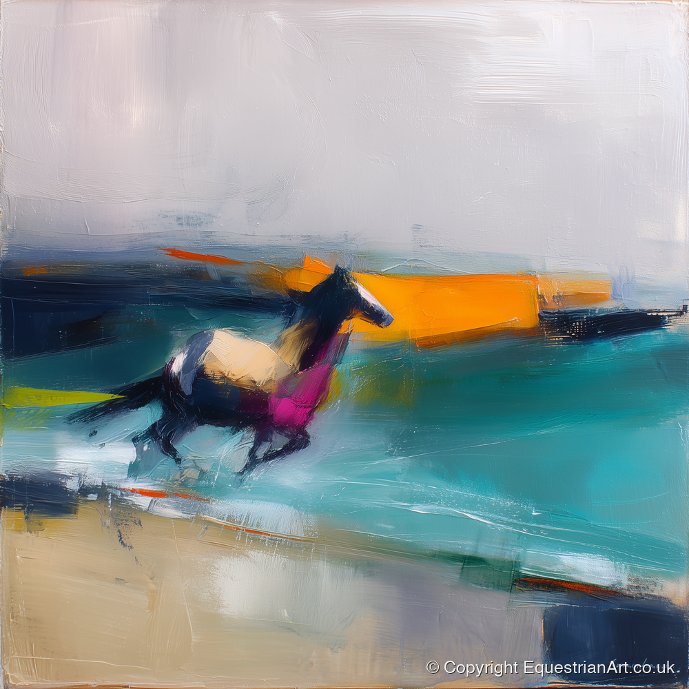 Vivid Coastal Gallop - beach horse art print and canvas by Warren Yates A.I