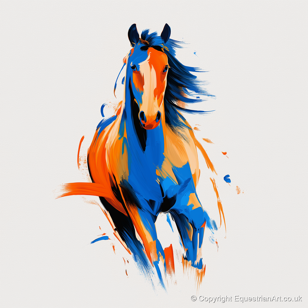 Vivid Cobalt Canter - horse portrait art print and canvas by Winston Archer A.I