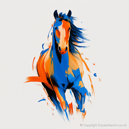 Vivid Cobalt Canter - horse portrait art print and canvas by Winston Archer A.I
