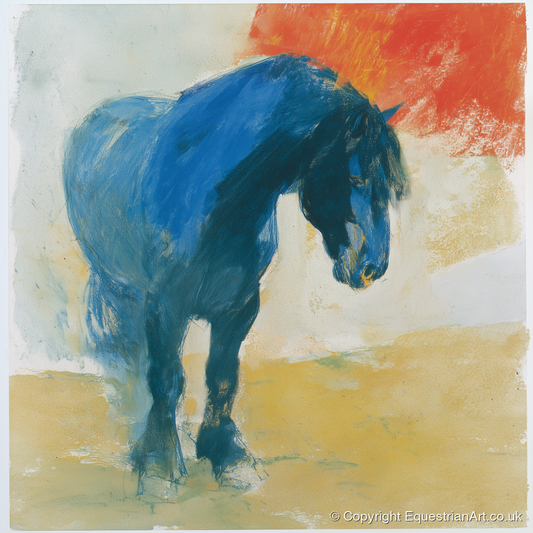 Vivid Cobalt Heavy Horse - horse breed art print and canvas by Emile Goddard A.I