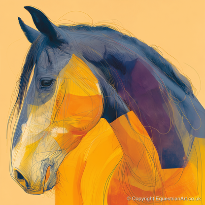 Vivid Cobalt Profile - horse breed art print and canvas by Tobias Blake A.I