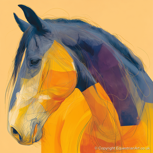 Vivid Cobalt Profile - horse breed art print and canvas by Tobias Blake A.I