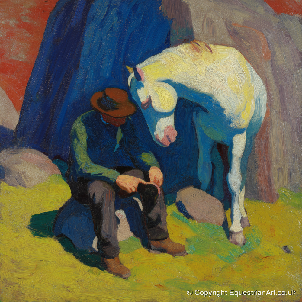 Vivid Companionship - horse & rider art print and canvas by Rowan Sinclair A.I