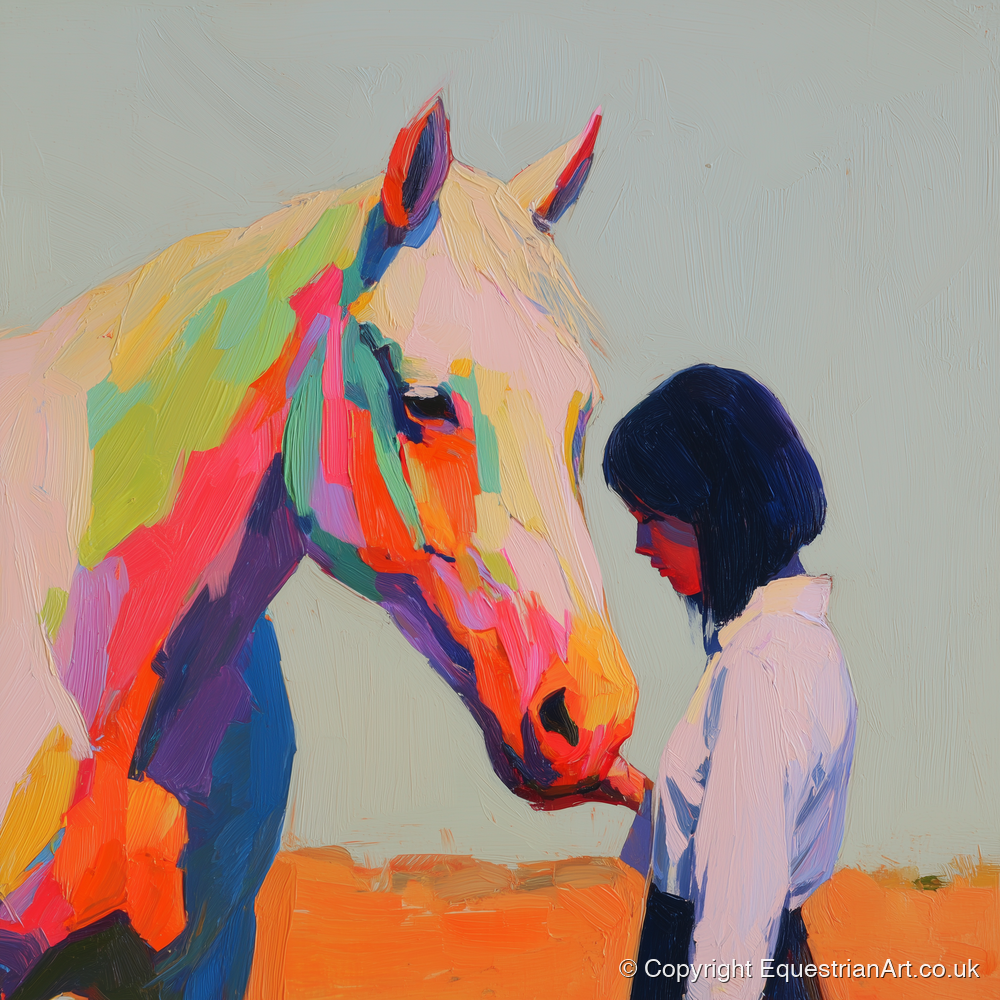 Vivid Connection - horse & rider art print and canvas by Desmond Locke A.I