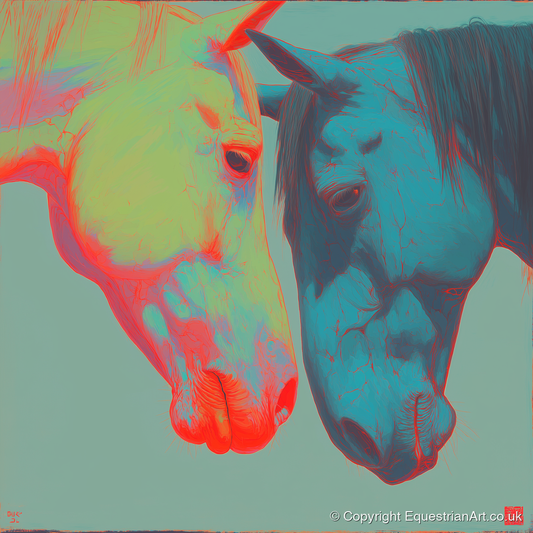 Vivid Connection - horse portrait art print and canvas by Evelyn Banks A.I