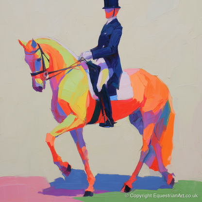 Vivid Dressage Rhythm - dressage horse art print and canvas by Desmond Locke A.I