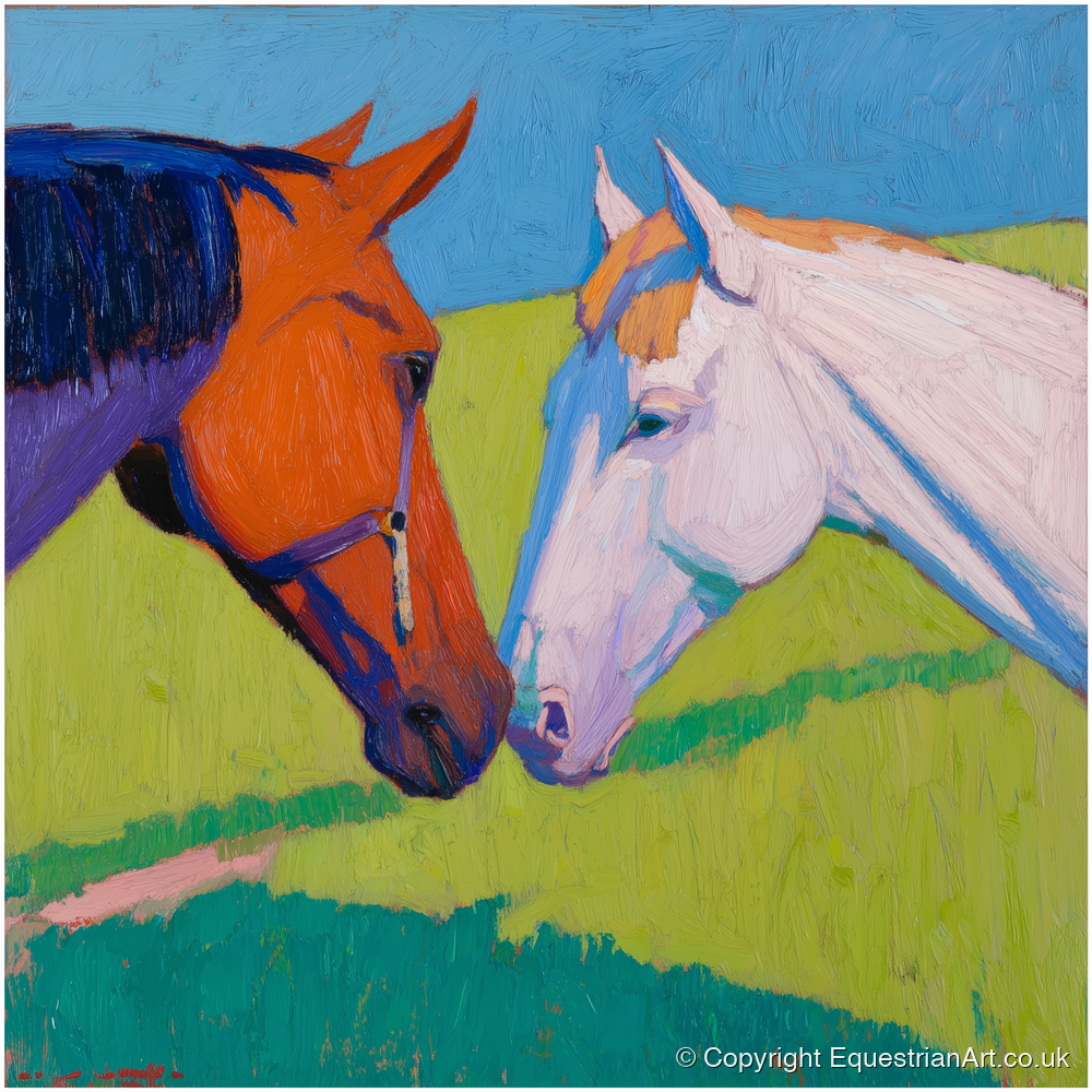 Vivid Equine Greeting - horse portrait art print and canvas by Marshall Davies A.I