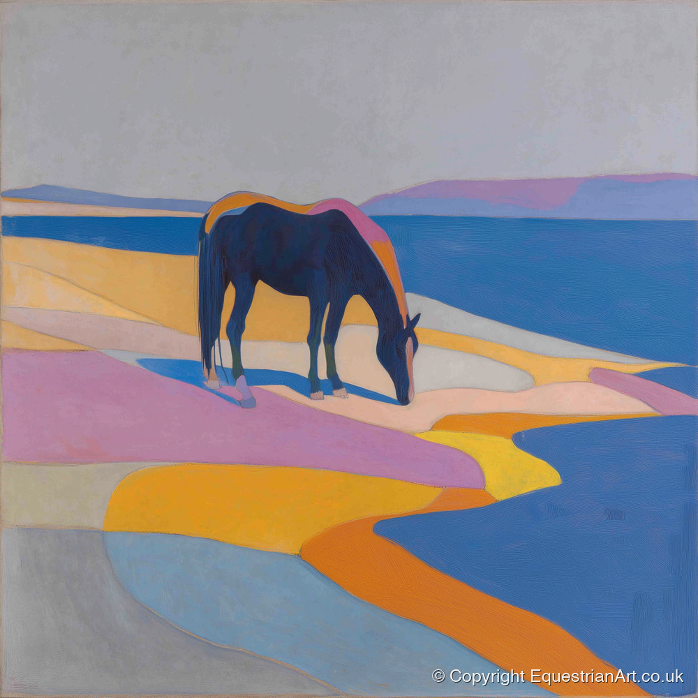 Vivid Equine Horizon - horse landscape art print and canvas by Helena Ashby A.I
