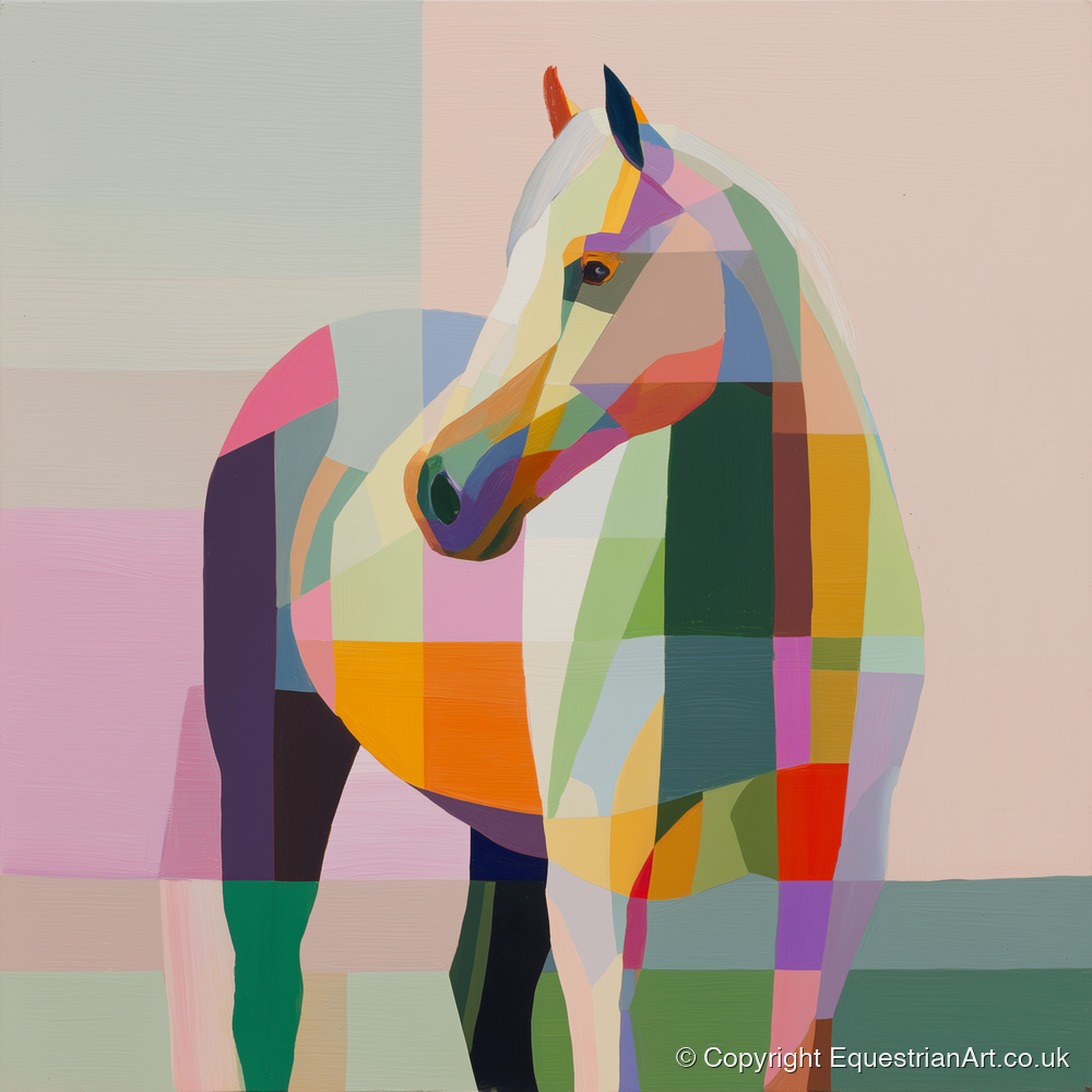 Vivid Equine Mosaic - horse breed art print and canvas by Linus Cartwright A.I