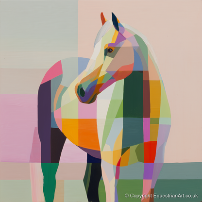 Vivid Equine Mosaic - horse breed art print and canvas by Linus Cartwright A.I