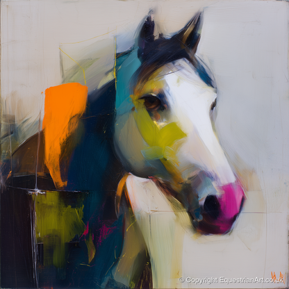 Vivid Equine Profile - horse portrait art print and canvas by Warren Yates A.I