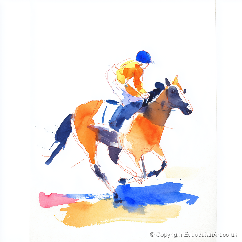 Vivid Gallop - racing horse art print and canvas by Maxwell Flynn A.I