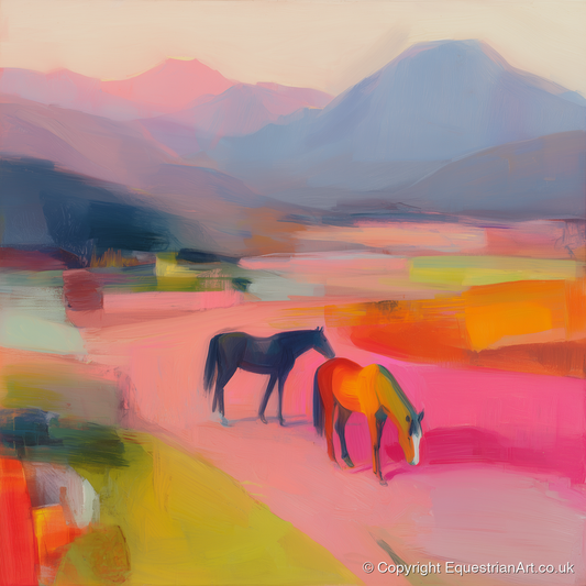 Vivid Horizons - horse landscape art print and canvas by Rosalind Pierce A.I