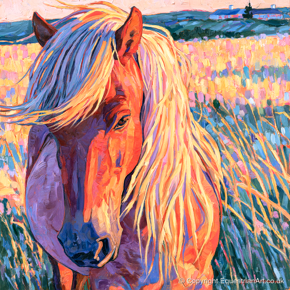 Vivid Horse With Flaxen Mane - horse breed art print and canvas by Celia Harding A.I