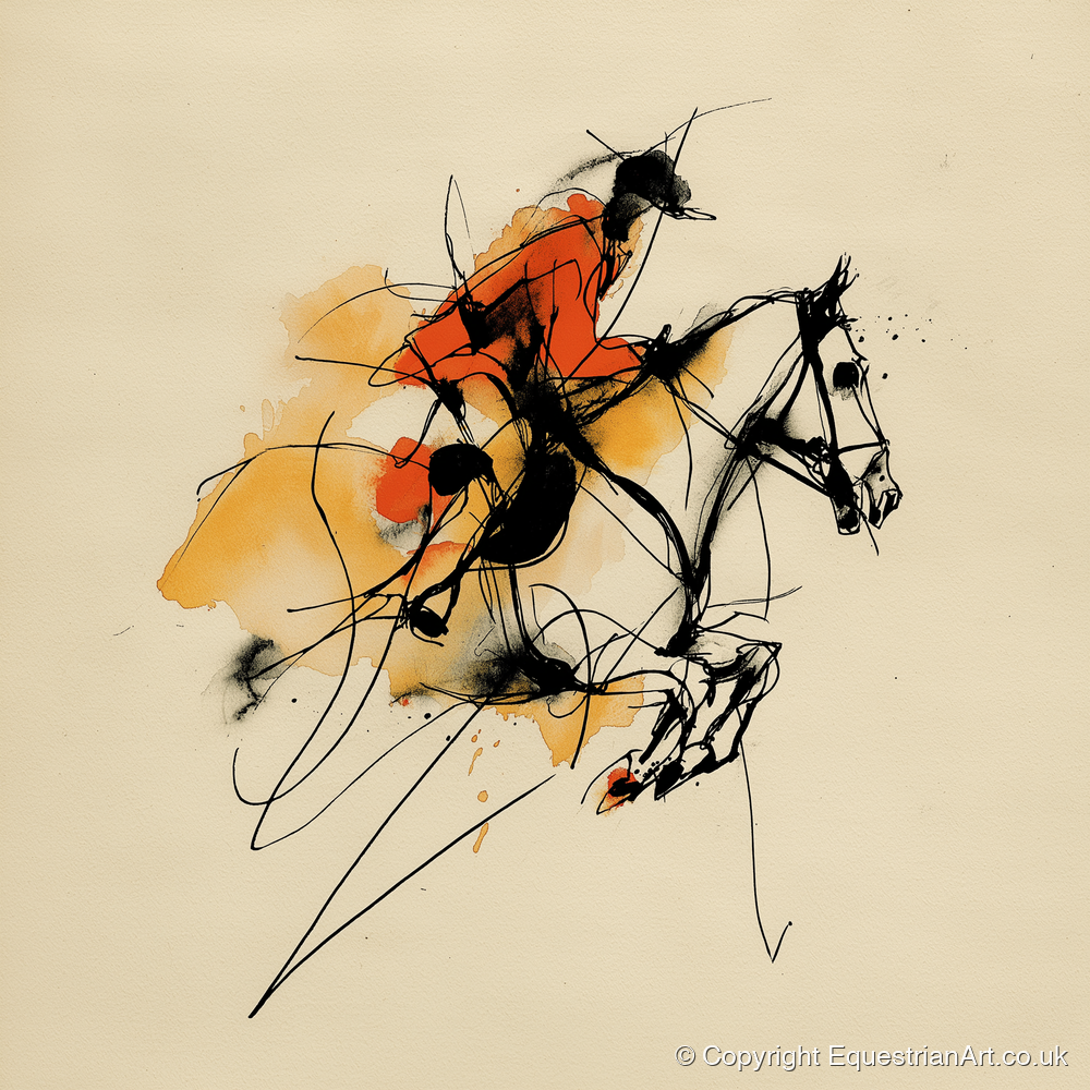 Vivid Leap - show jumping horse art print and canvas by Edwin Carlisle A.I