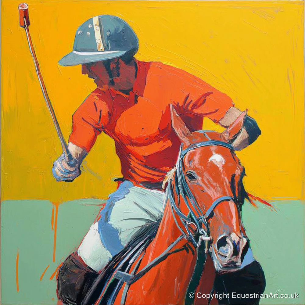 Vivid Mid-Chukka Strike - polo horse art print and canvas by Victor Beaumont A.I
