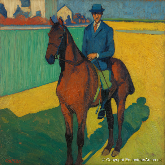 Vivid Morning Exercise - racing horse art print and canvas by Rowan Sinclair A.I