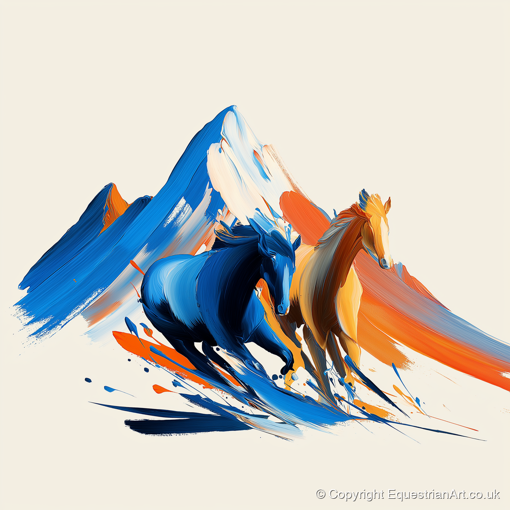 Vivid Mountain Strides - horse landscape art print and canvas by Winston Archer A.I
