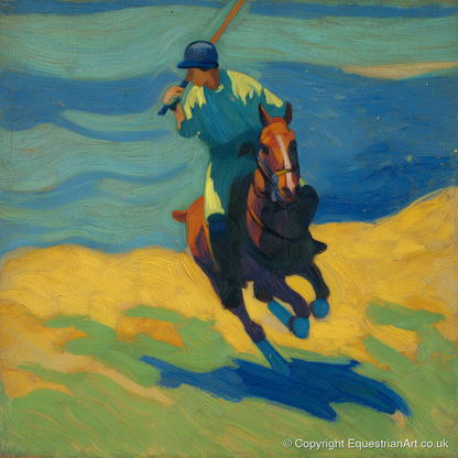 Vivid Polo Strike - polo horse art print and canvas by Rowan Sinclair A.I