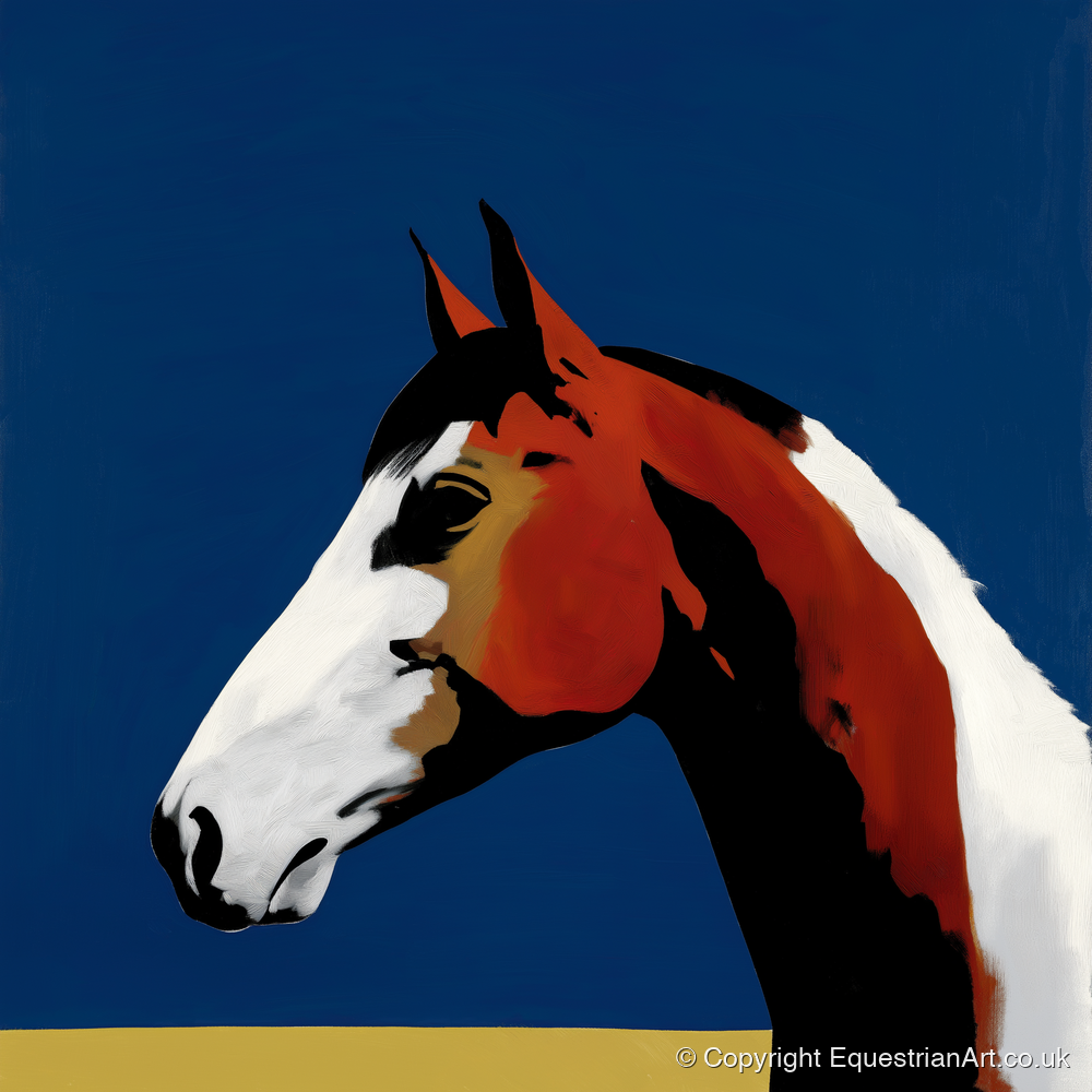 Vivid Profile in Azure - horse portrait art print and canvas by Vivienne Hartley A.I