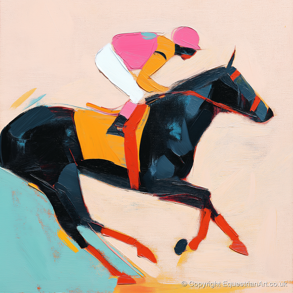 Vivid Racing Spirit - racing horse art print and canvas by Genevieve Moore A.I