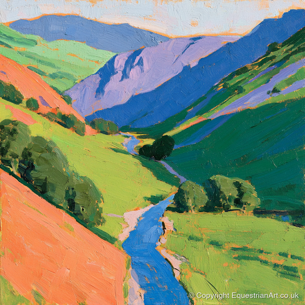 Vivid Riding Country - horse landscape art print and canvas by Marshall Davies A.I