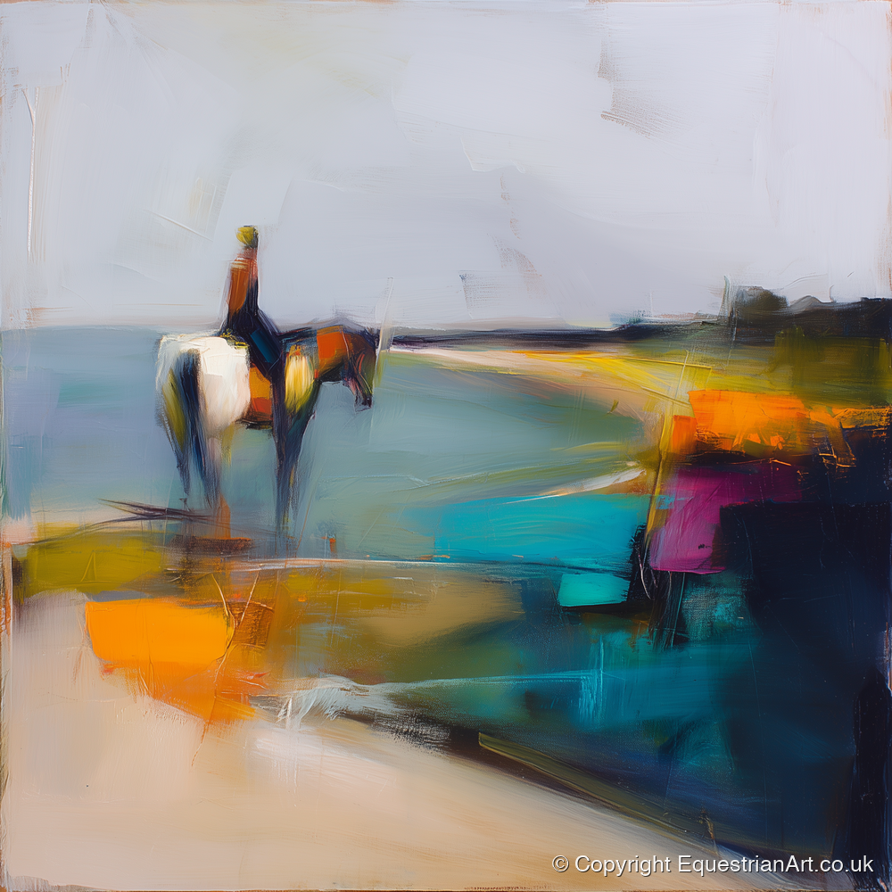 Vivid Shoreline - beach horse art print and canvas by Warren Yates A.I