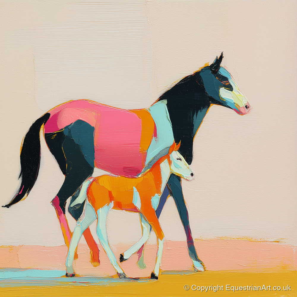 Vivid Strides - mare & foal art print and canvas by Genevieve Moore A.I
