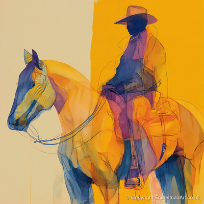 Vivid Western Contours - western horse art print and canvas by Tobias Blake A.I