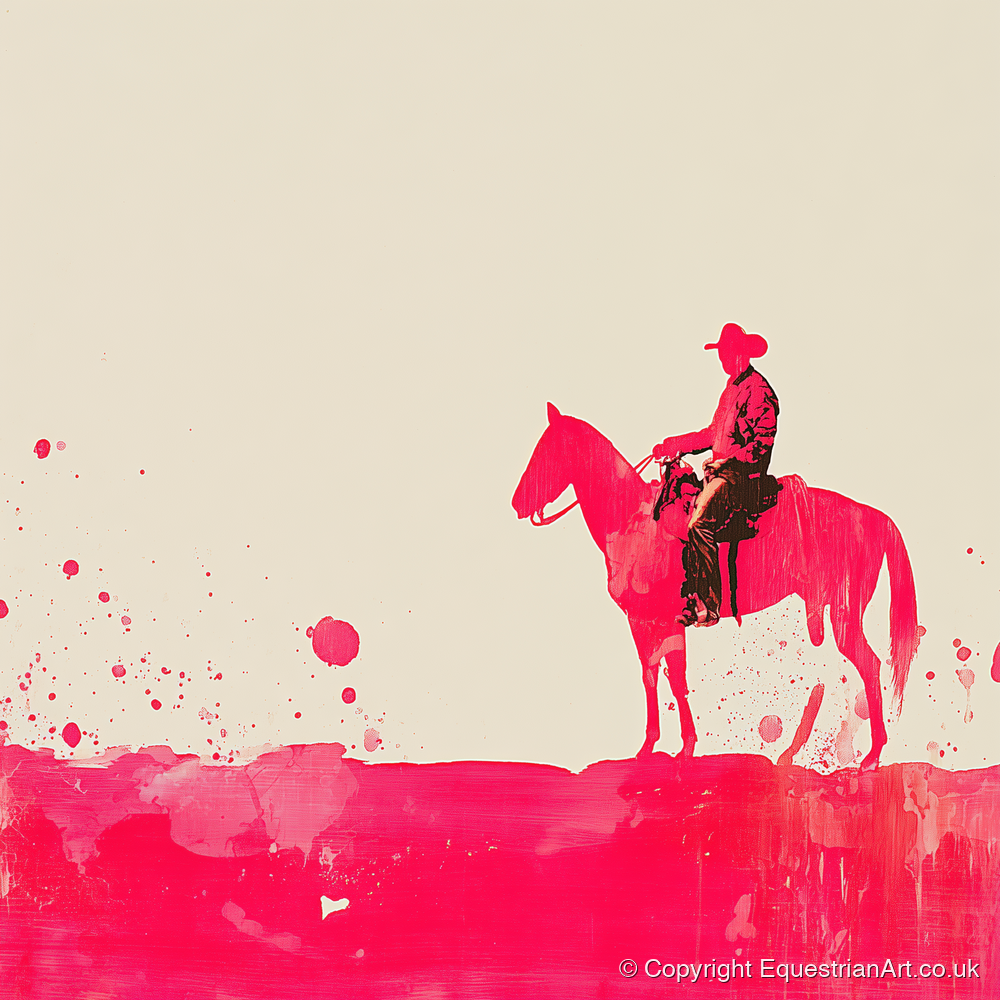 Vivid Western Silhouette - western horse art print and canvas by Camilla Royston A.I