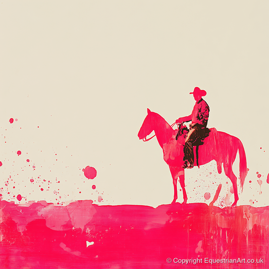Vivid Western Silhouette - western horse art print and canvas by Camilla Royston A.I