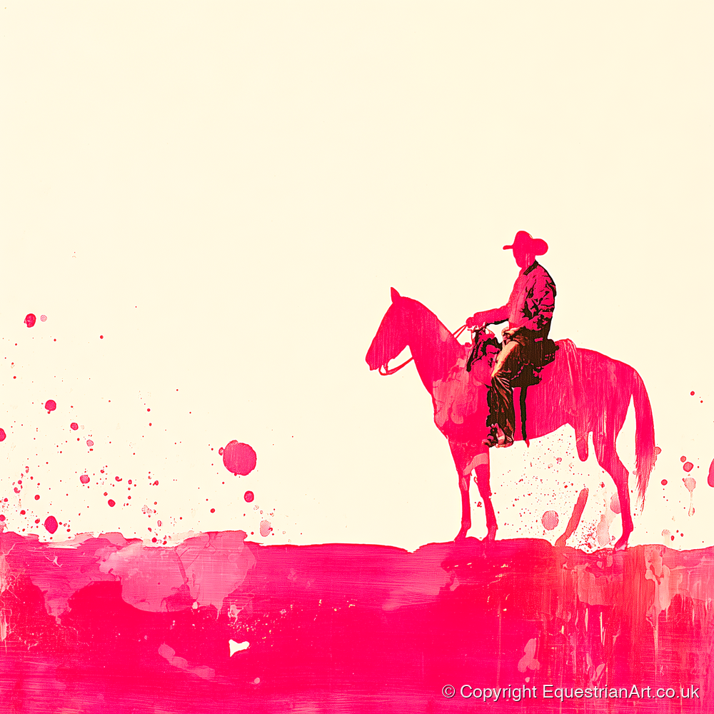 Vivid Western Silhouette - western horse art print and canvas by Camilla Royston A.I