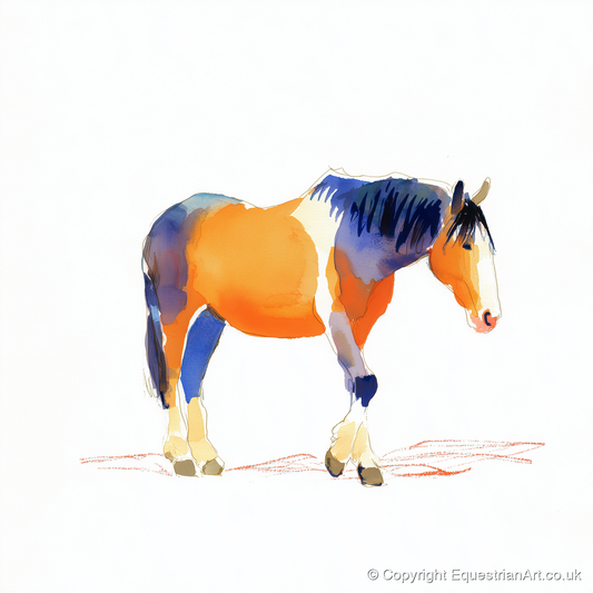 Vivid Working Stance - working horse art print and canvas by Maxwell Flynn A.I