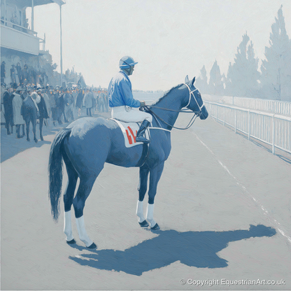 Waiting at the Rails - racing horse art print and canvas by Oscar Pendleton A.I