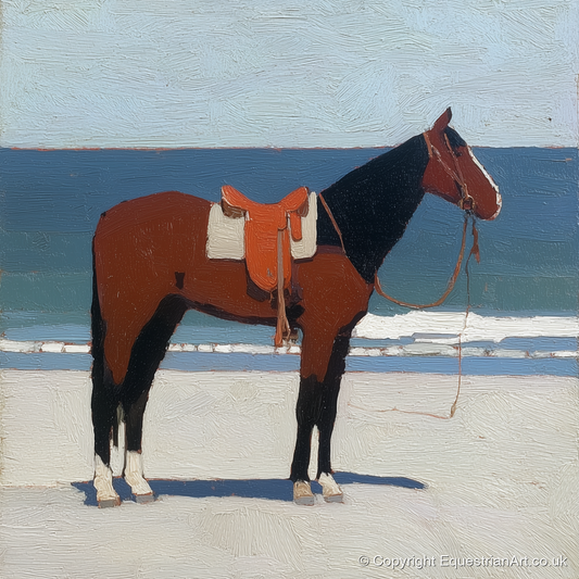 Waiting by the Tide - horse landscape art print and canvas by Ralph Tennyson A.I