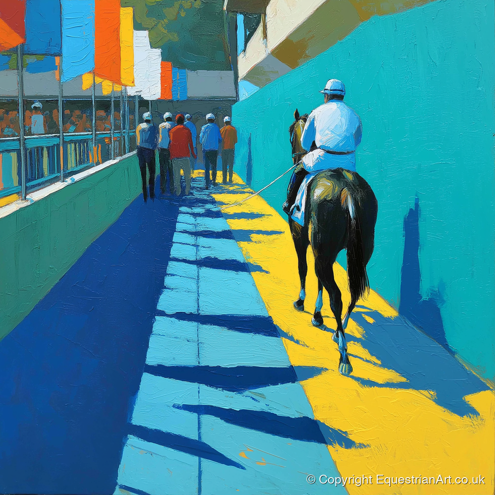 Walk to the Start - racing horse art print and canvas by Daphne Morley A.I