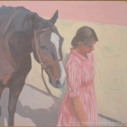 Walking in Step - horse & rider art print and canvas by Florence Hadley A.I