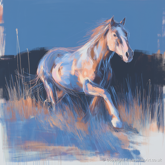 Wanderer in Blue - horse landscape art print and canvas by Charles Ashford A.I