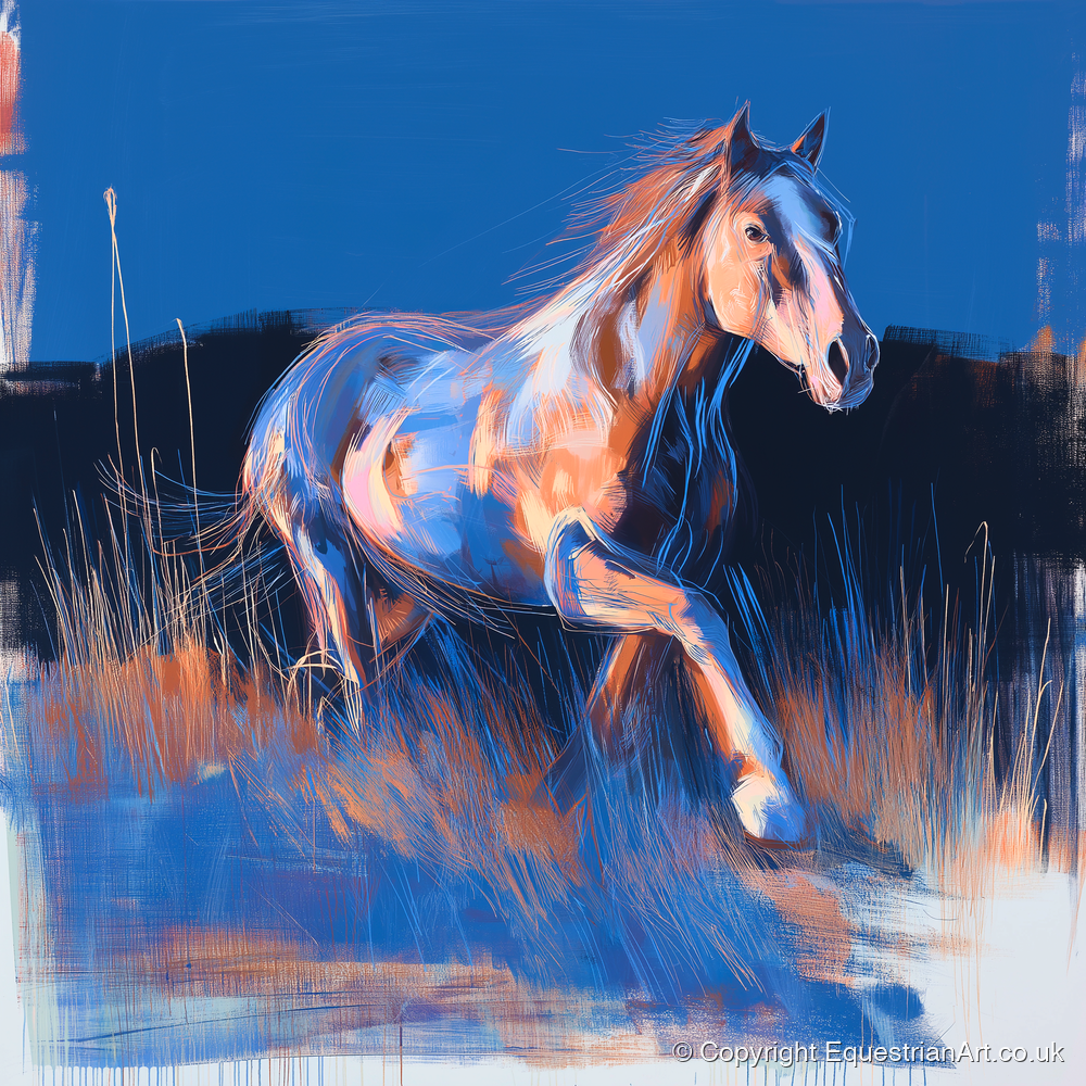 Wanderer in Blue - horse landscape art print and canvas by Charles Ashford A.I